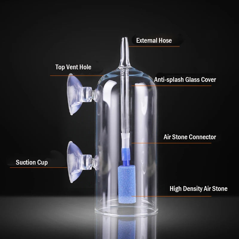 AQUARIUM OXYGEN DISSOLVING GLASS BUBBLE COUNTER TOOL