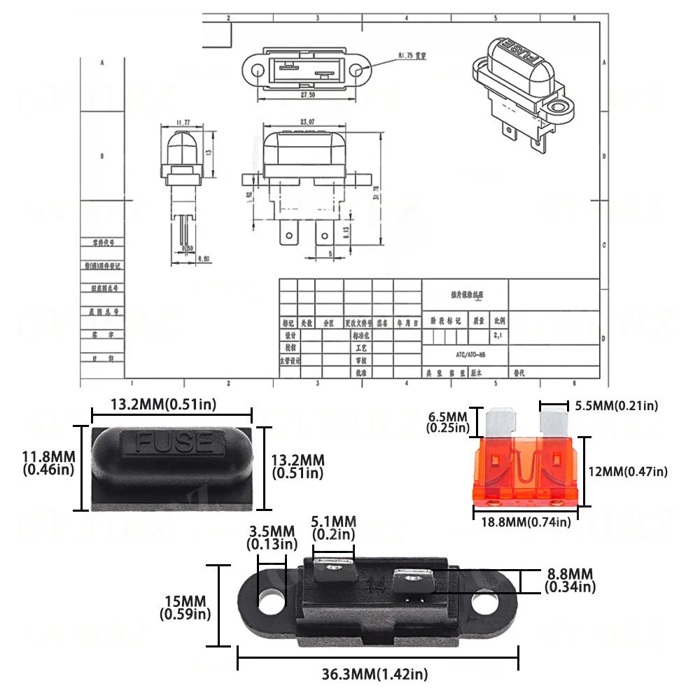 5 x WATERPROOF BLADE FUSE HOLDER MIDDLE FUSE AUTO CAR