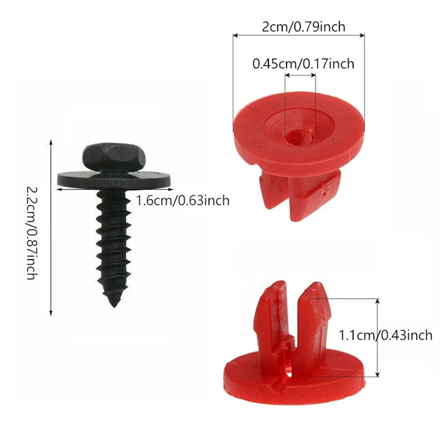 20PC FORD VOLVO UNDERTRAY SCREWS & PLASTIC GROMMETS 10MM X 8MM FASTENERS