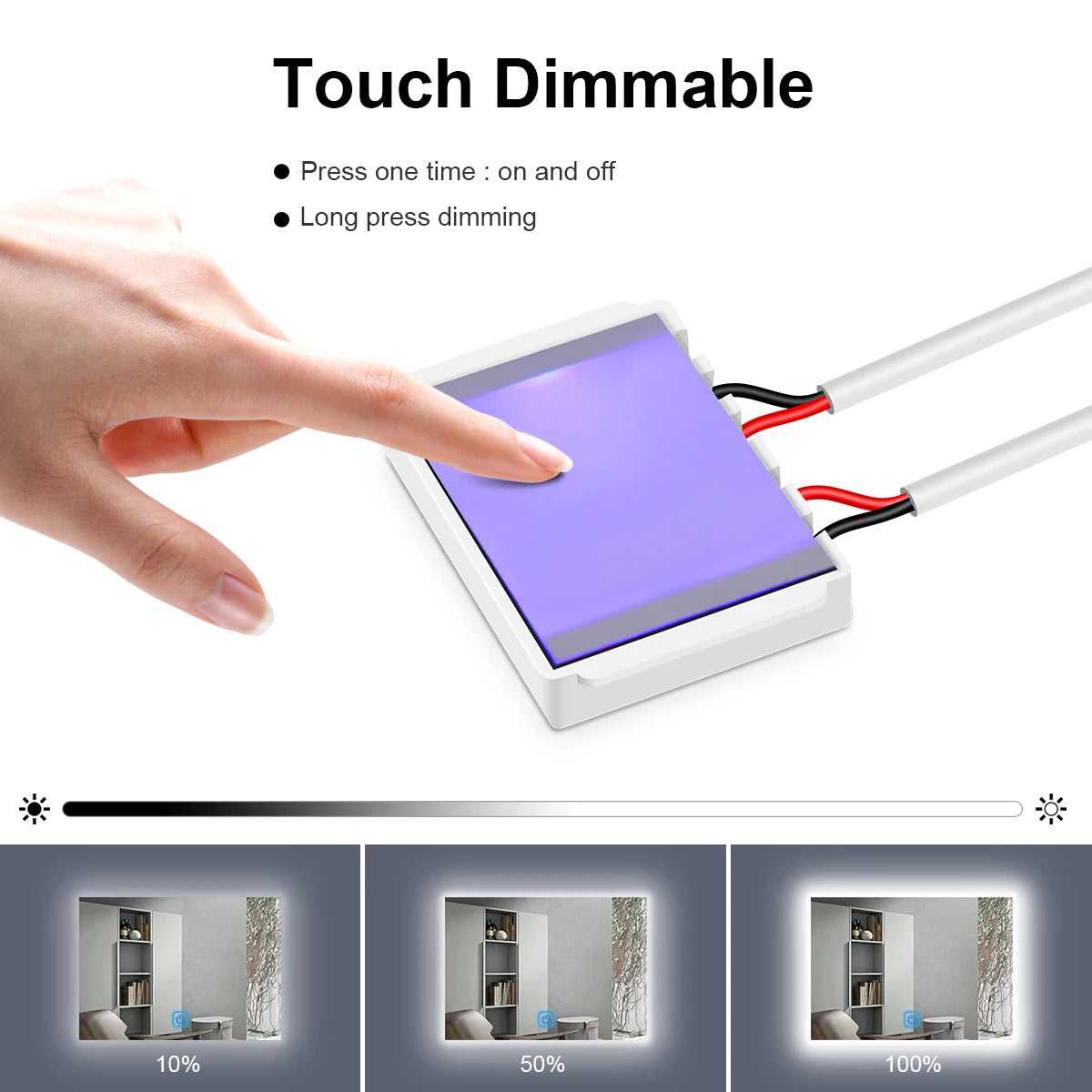 12V 5A LED HIDDEN MIRROR DIMMER SWITCH - DUPONT WIRE