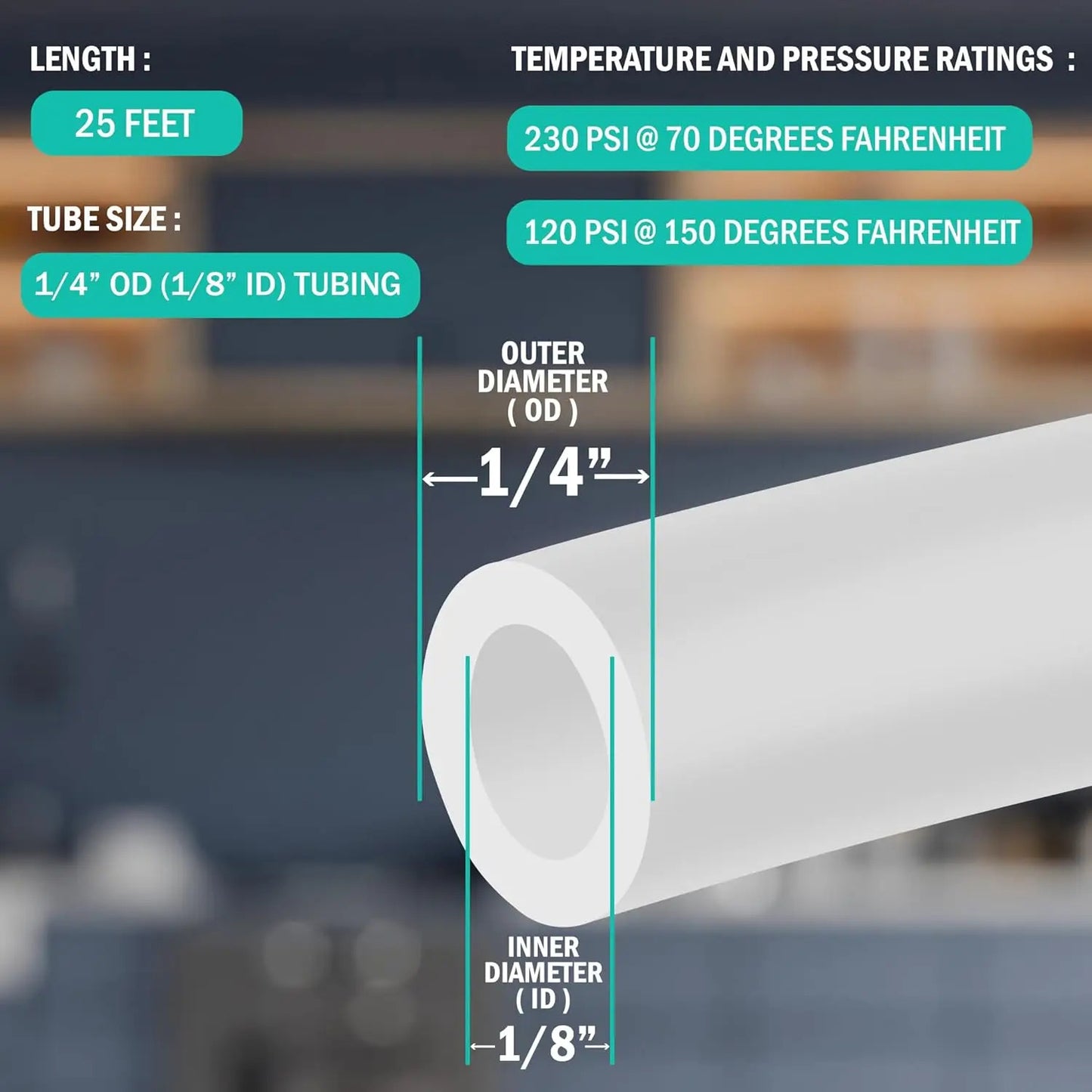 8 METERS OF 6mm RO UNIT PIPE WHITE 1/4"