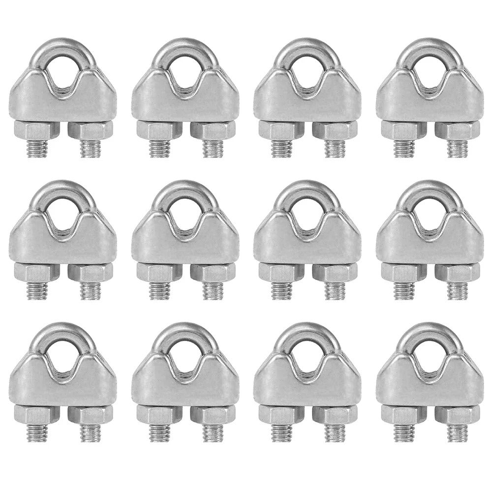 12 x U TYPE M3 STAINLESS STEEL CABLE CLAMPS