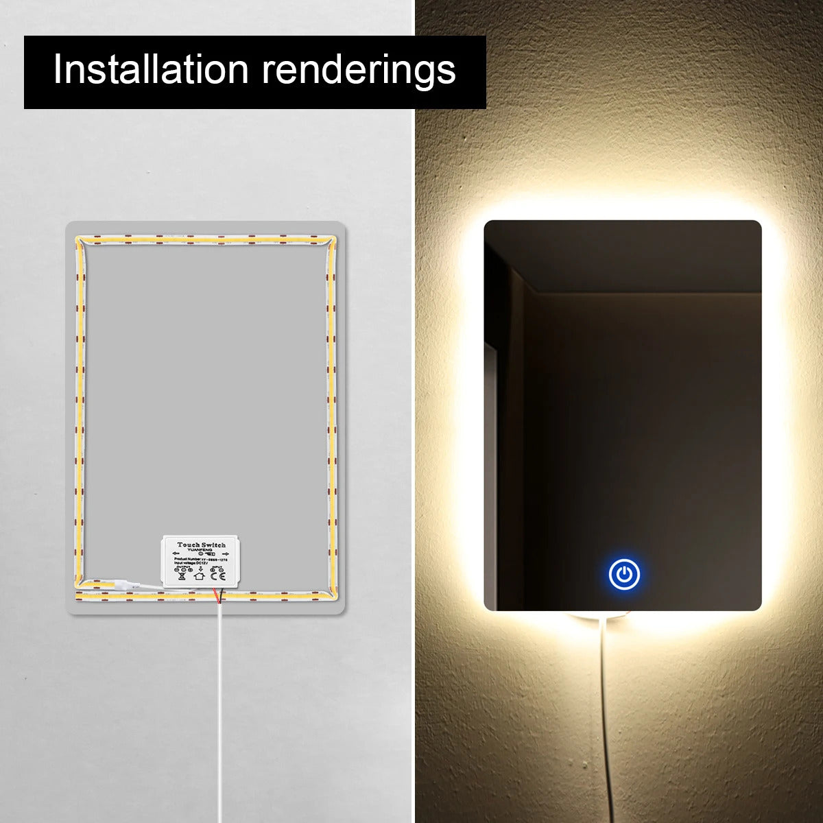 12V 5A LED HIDDEN MIRROR DIMMER LIGHT SWITCH BATHROOM