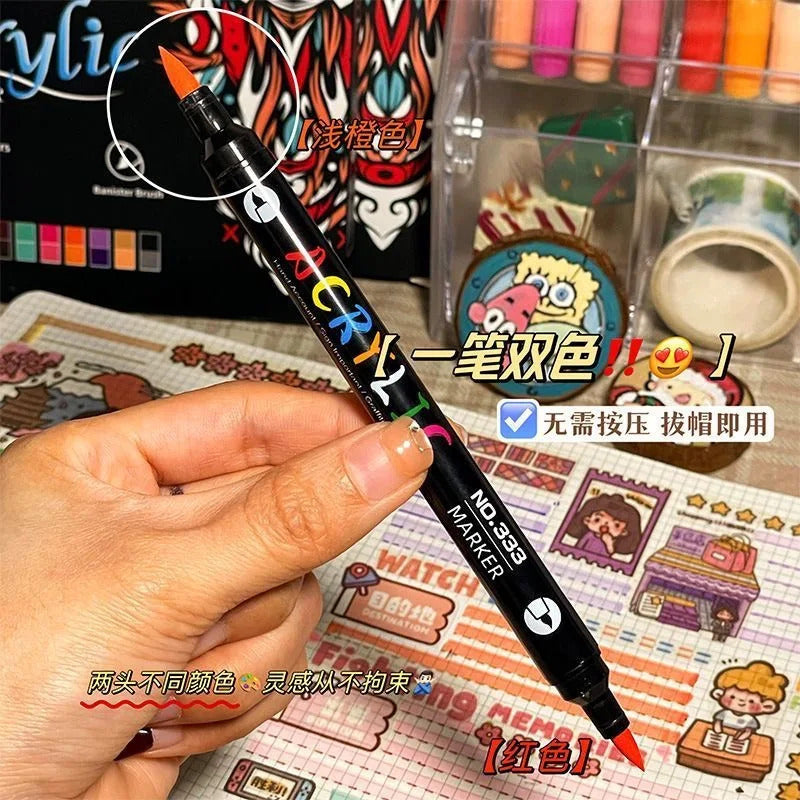 24 COLOUR ACRYLIC MARKER SET - DUAL ENDED