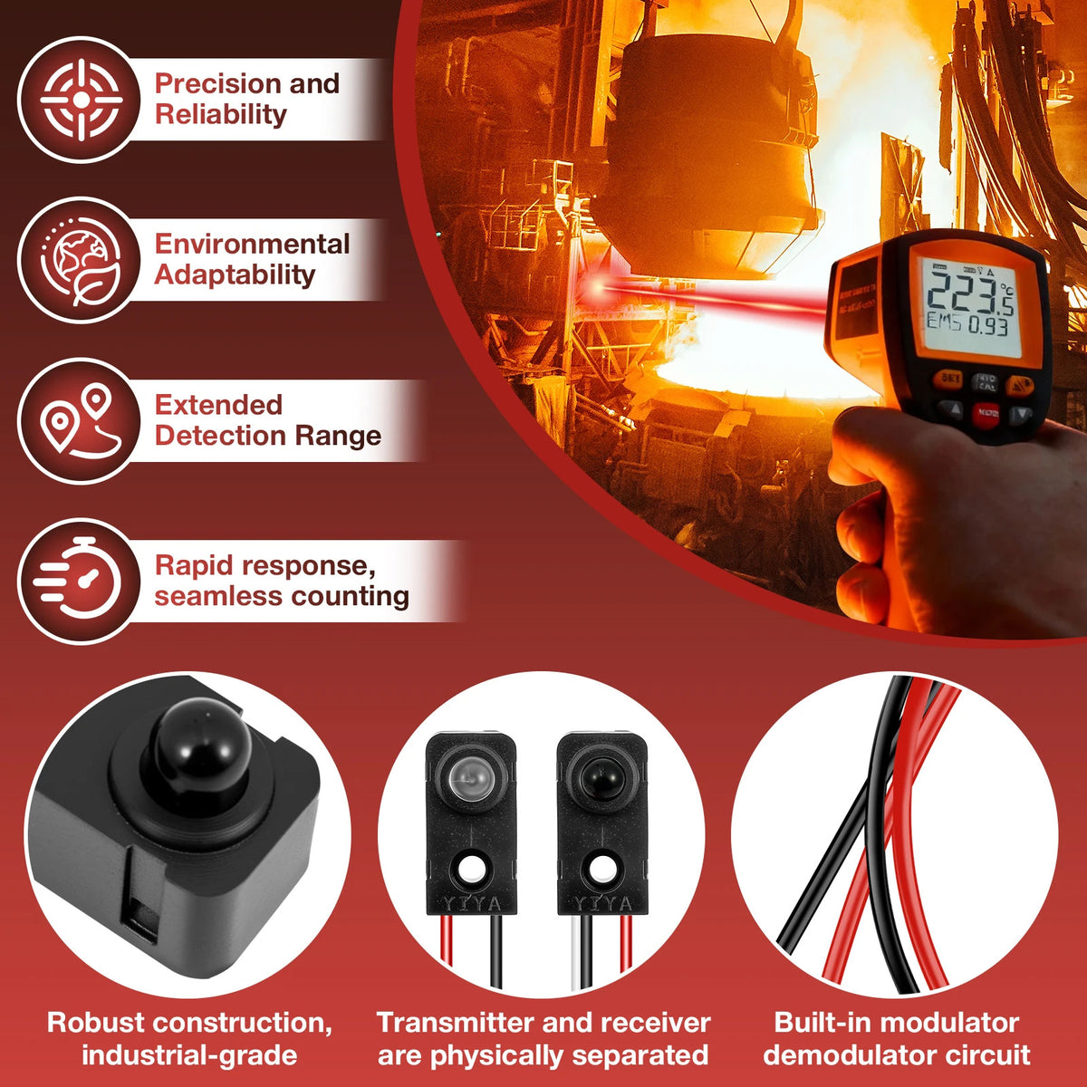 4 PAIRS BREAK BEAM SENSOR 24V – INFRARED THROUGH-BEAM PHOTOELECTRIC DETECTOR