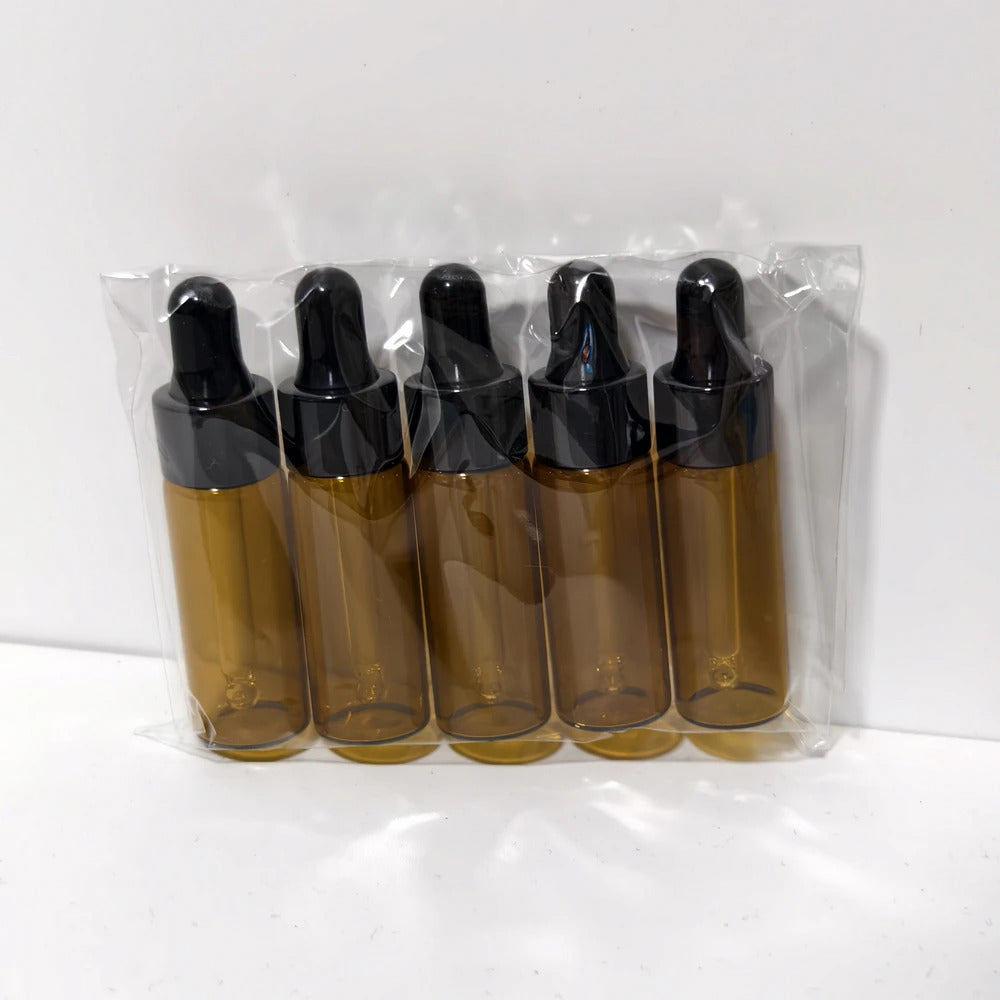 10 x 5ml AMBER GLASS DROPPER BOTTLES
