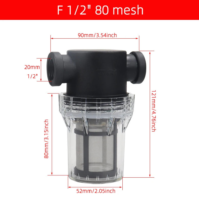 1/2" 3/4" 1" INLINE FILTER HOUSING 80 MESH STAINLESS STEEL FILTER