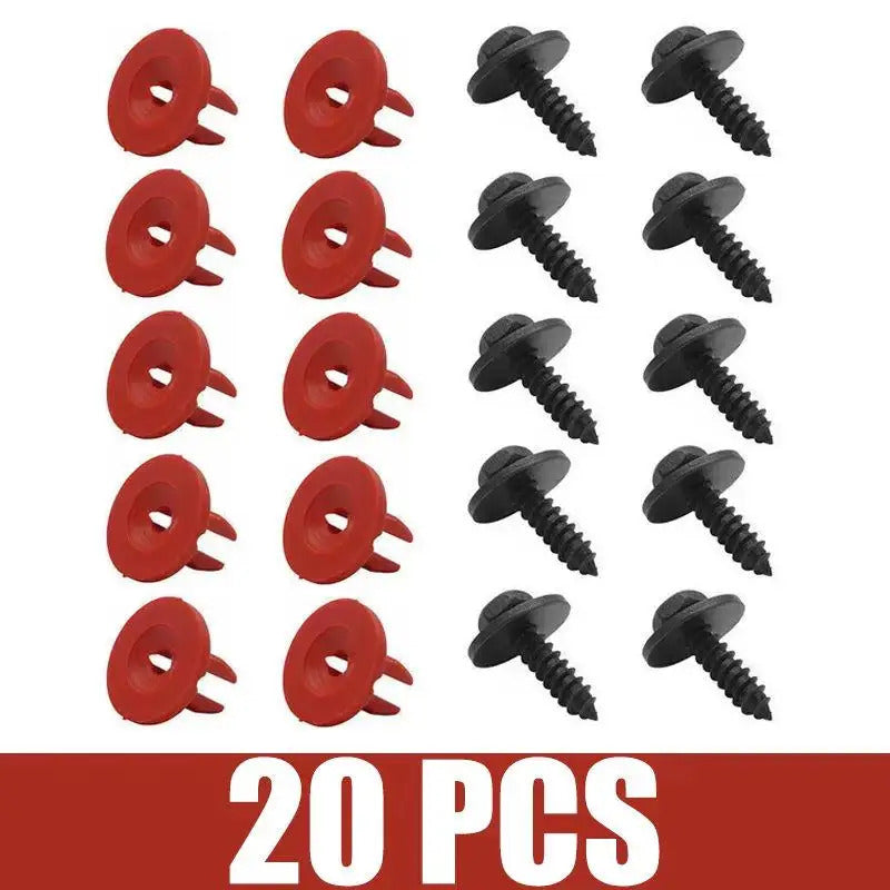 20PC FORD VOLVO UNDERTRAY SCREWS & PLASTIC GROMMETS 10MM X 8MM FASTENERS