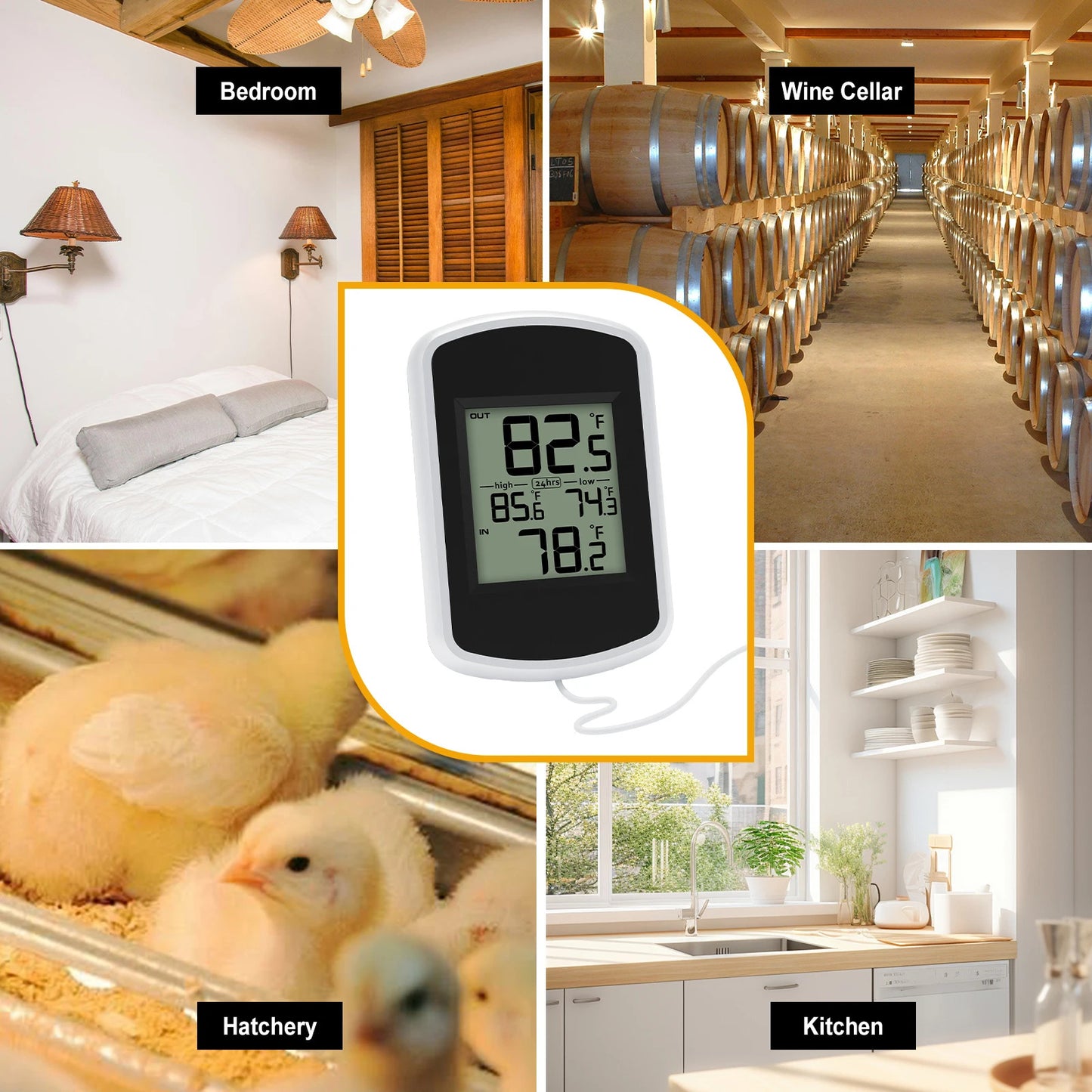 BIG SCREEN DIGITAL POND / AQUARIUM DUAL TEMPERATURE MONITOR, THERMOMETER.