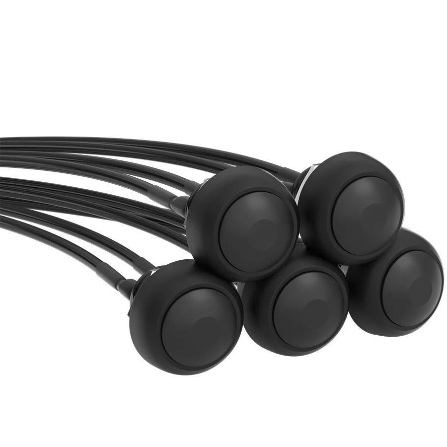 5  x 12mm WATERPROOF ROUND MOMENTARY PUSH SWITCHES - PRE WIRED