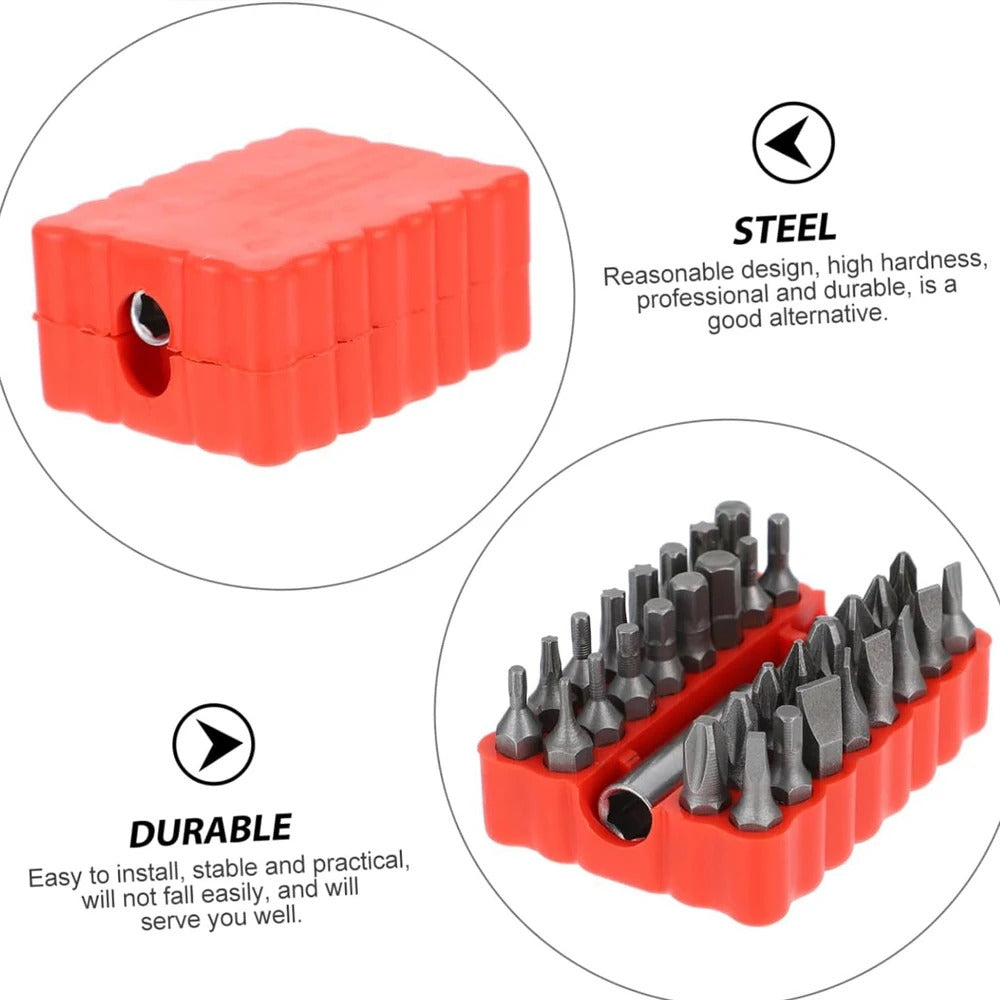 33 PIECE SCREWDRIVER BIT SET WITH MAGNETIC BIT HOLDER IN CASE
