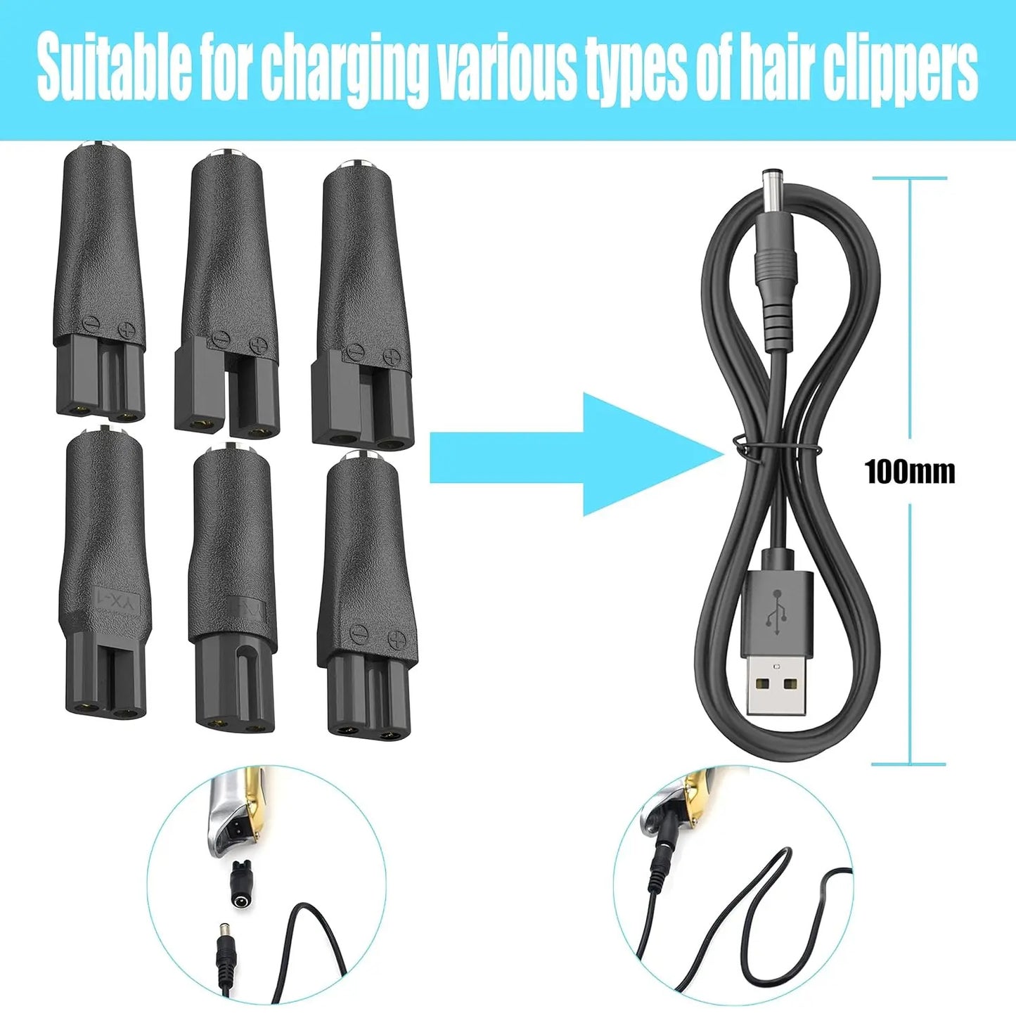 8 PIECE 5V POWER CORD REPLACEMENT FOR SHAVERS USB CONNECTION