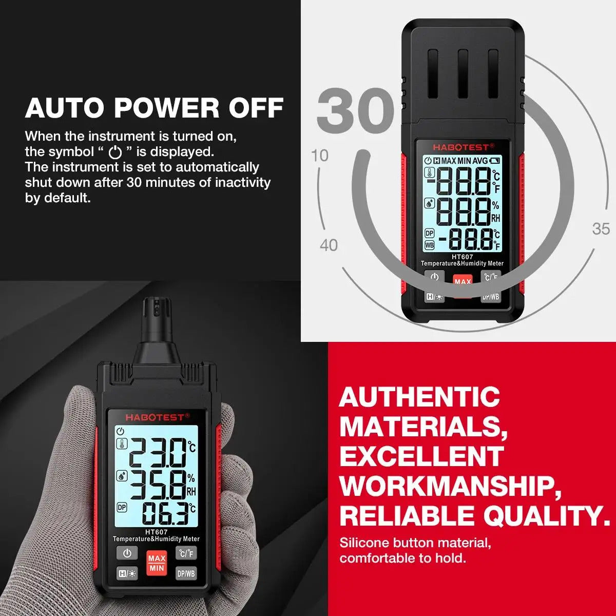DIGITAL HANDHELD TEMPERATURE & HUMIDITY METER