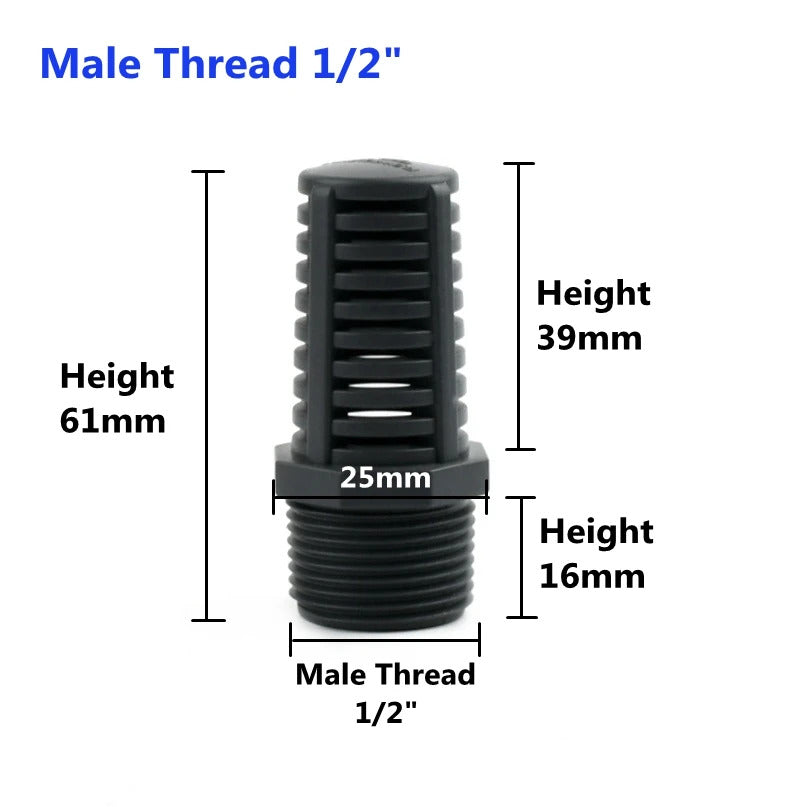 PVC INLET PIPE STRAINER 20 25 32 40 50mm 1/2" 3/4" 1" 1.2" 1.5" 2"