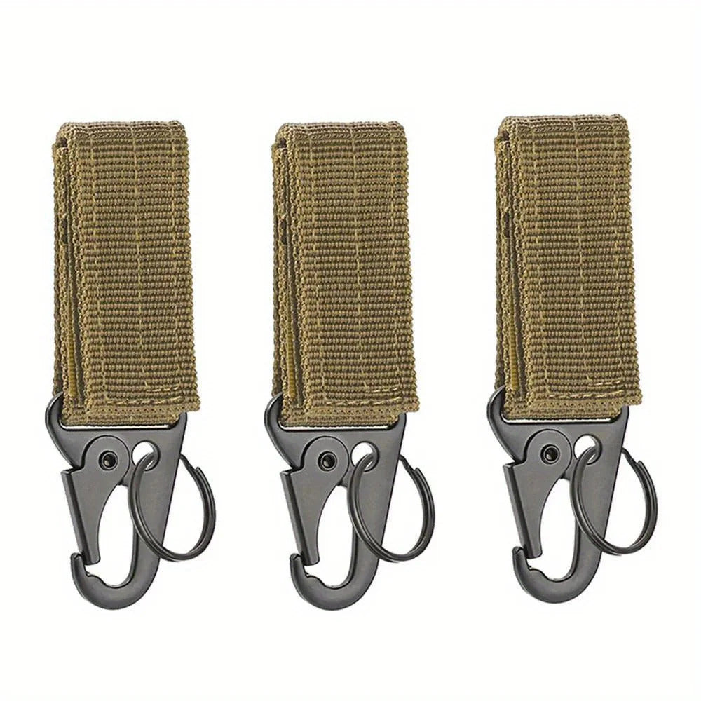3 x TACTICAL CARABINER CLIPS NYLON WEBBING KEY HOOK MOLLE BACKPACK BELT EDC