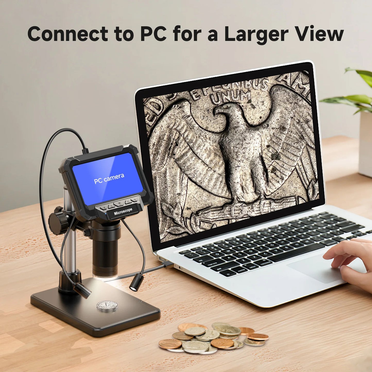 DIGITAL MICROSCOPE 4.3" IPS SCREEN 1600X WITH LIGHTS