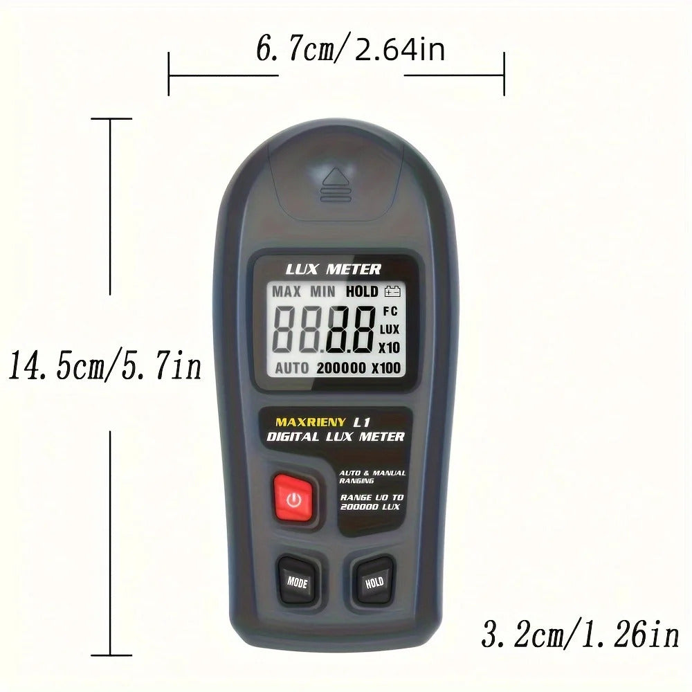HANDHELD DIGITAL LUX METER 0-200,000 LUX