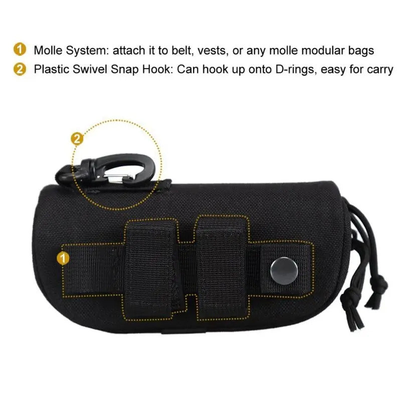 TACTICAL MOLLE SUNGLASSES CASE 1000D NYLON SHOCKPROOF EYEGLASS POUCH HUNTING
