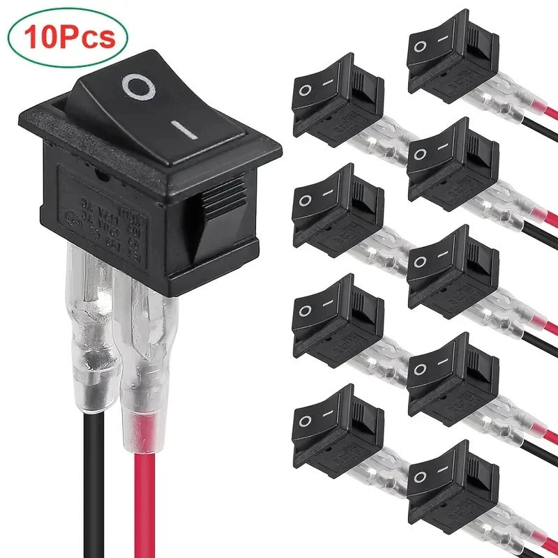 10 x PRE WIRED ROCKER SWITCH RECTANGULAR