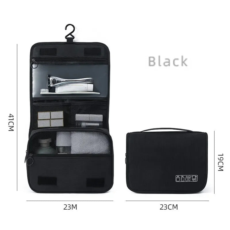 PORTABLE TOILETRY WASH BAG BLACK GREY BLUE