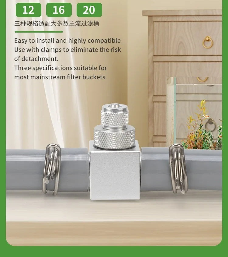 AQUARIUM CO2 INJECTION TEE FITTING 12 16 20mm