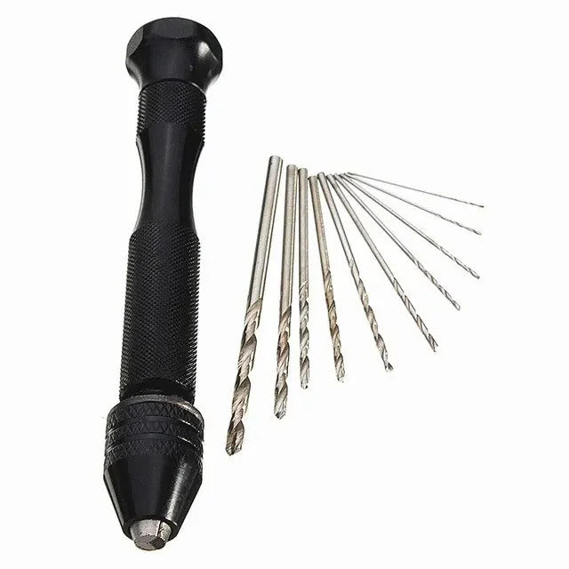 MINI HAND TWIST DRILL & 10 DRILL BITS