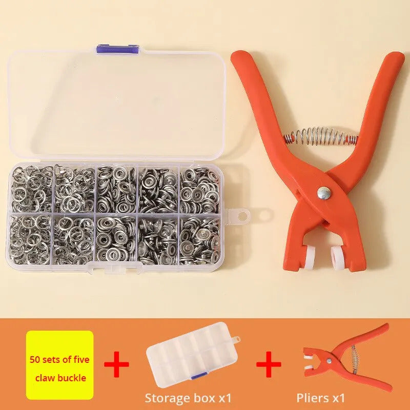 50 x METAL SNAP BUTTON KIT WITH HAND PRESS PLIERS