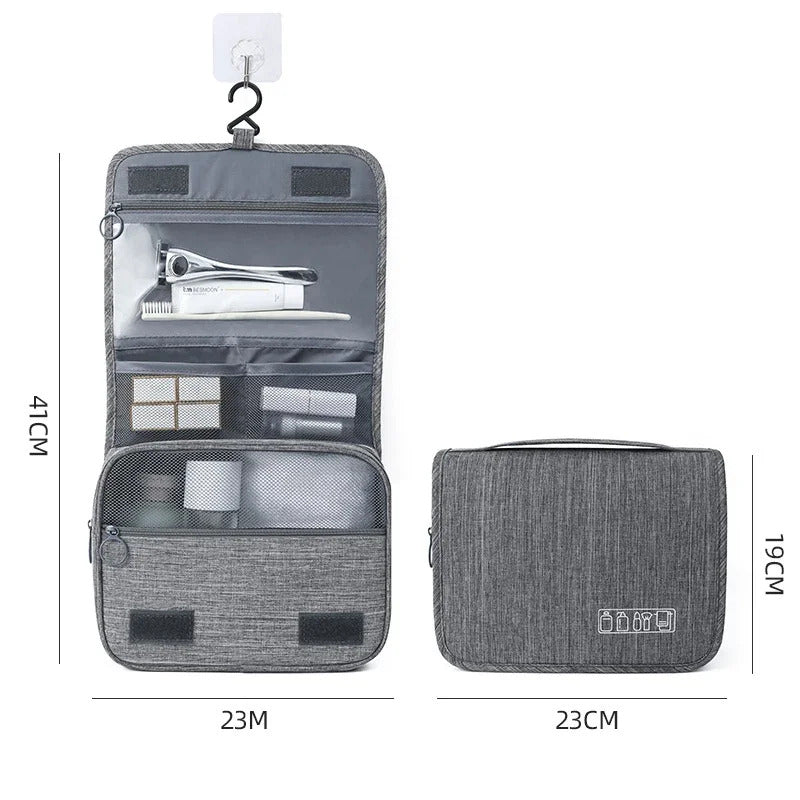 PORTABLE TOILETRY WASH BAG BLACK GREY BLUE