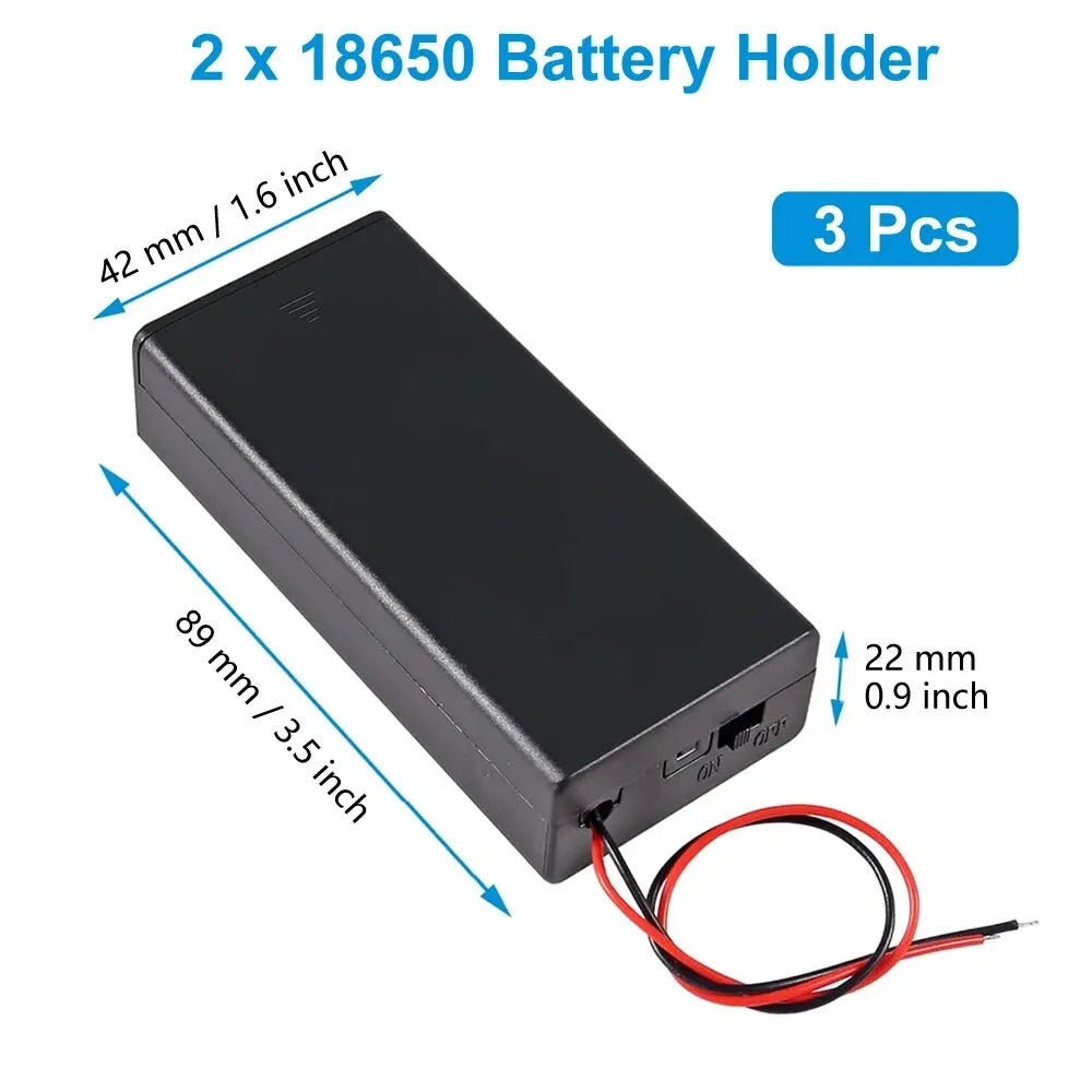 18650 TWIN SWITCHED BATTERY HOLDER x 3