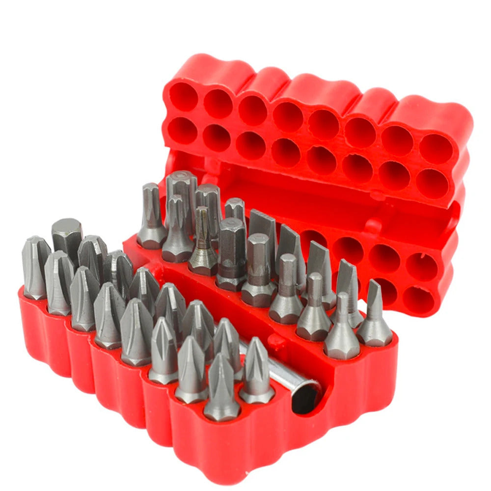 33 PIECE SCREWDRIVER BIT SET WITH MAGNETIC BIT HOLDER IN CASE