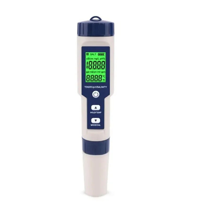 5 IN 1 DIGITAL WATER QUALITY TESTER PH TDS EC SALINITY TEMPERATURE METER