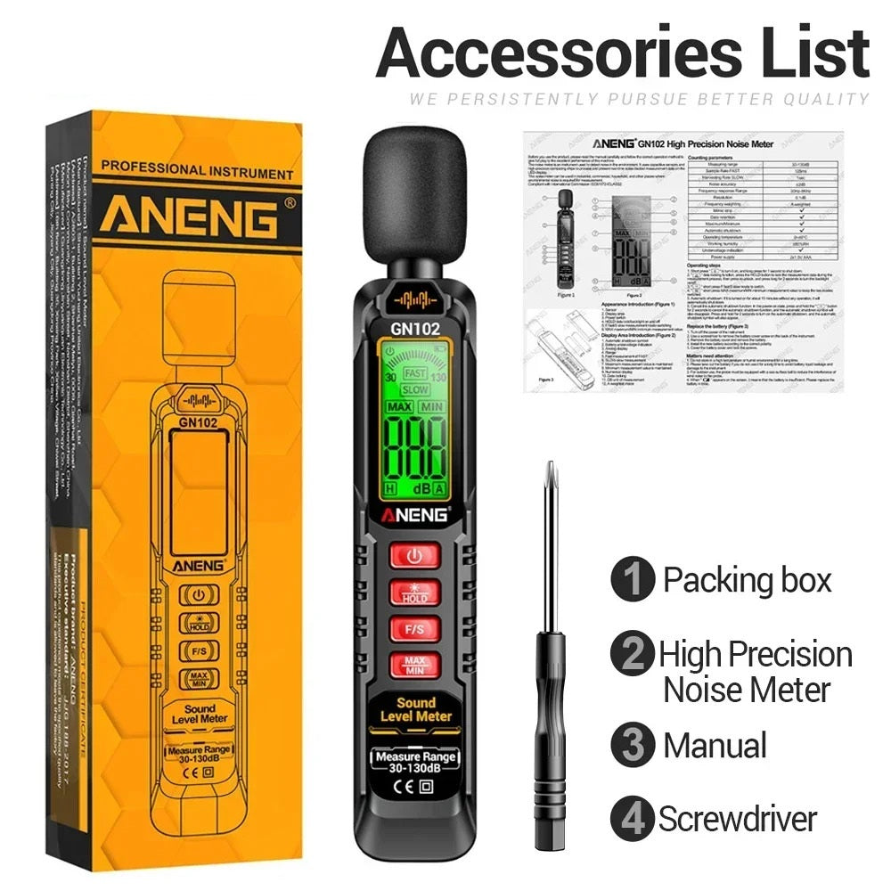 HANDHELD DECIBEL METER 30-130dB