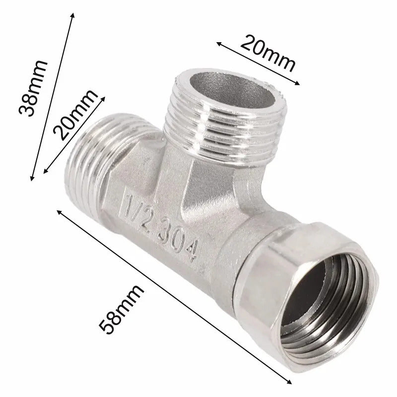 STAINLESS STEEL SHOWER ADAPTER TEE 1/2" 15mm