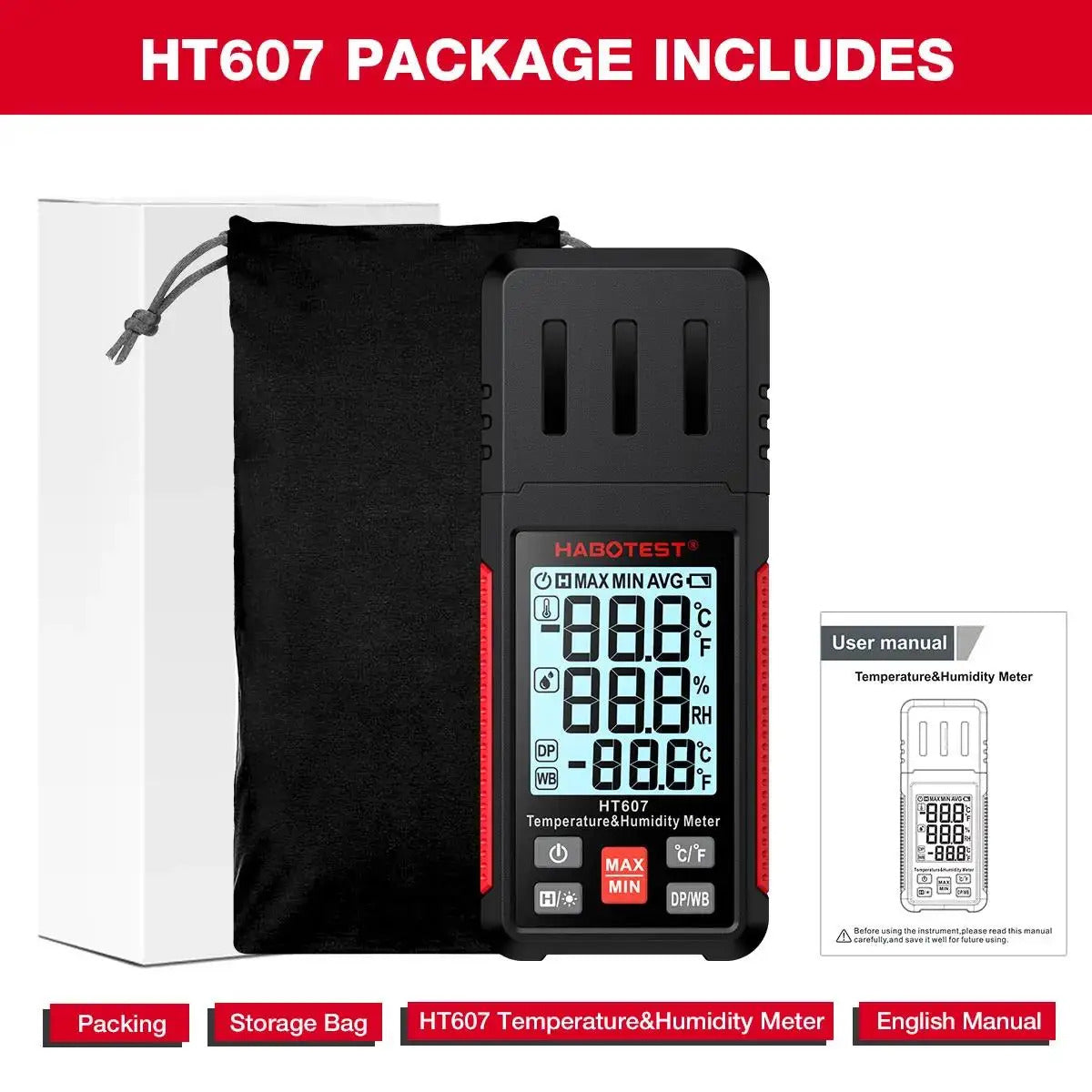 DIGITAL HANDHELD TEMPERATURE & HUMIDITY METER