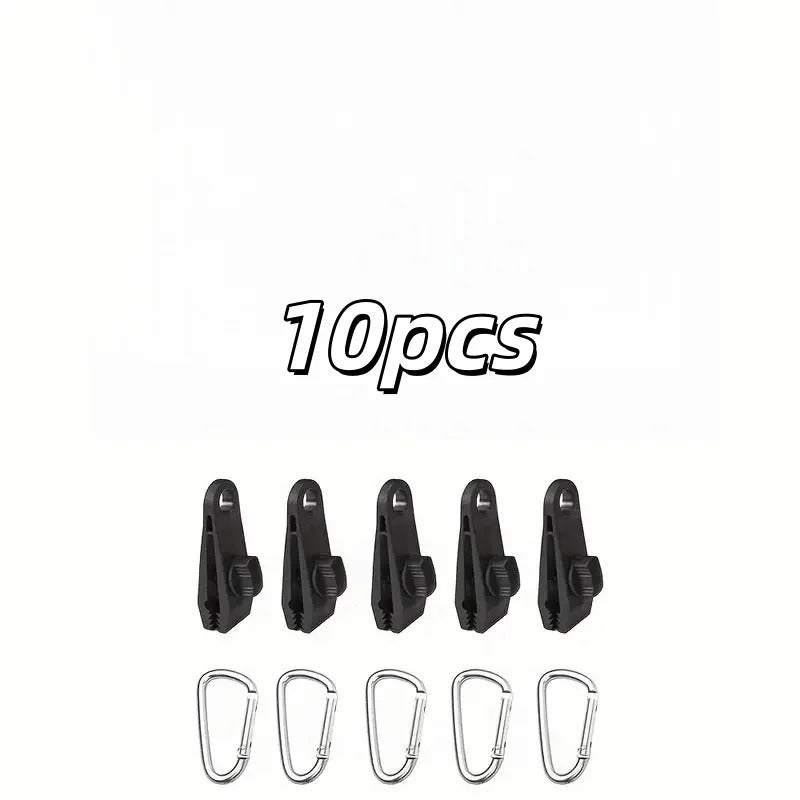 10 x TENT CLIPS CARABINER SET