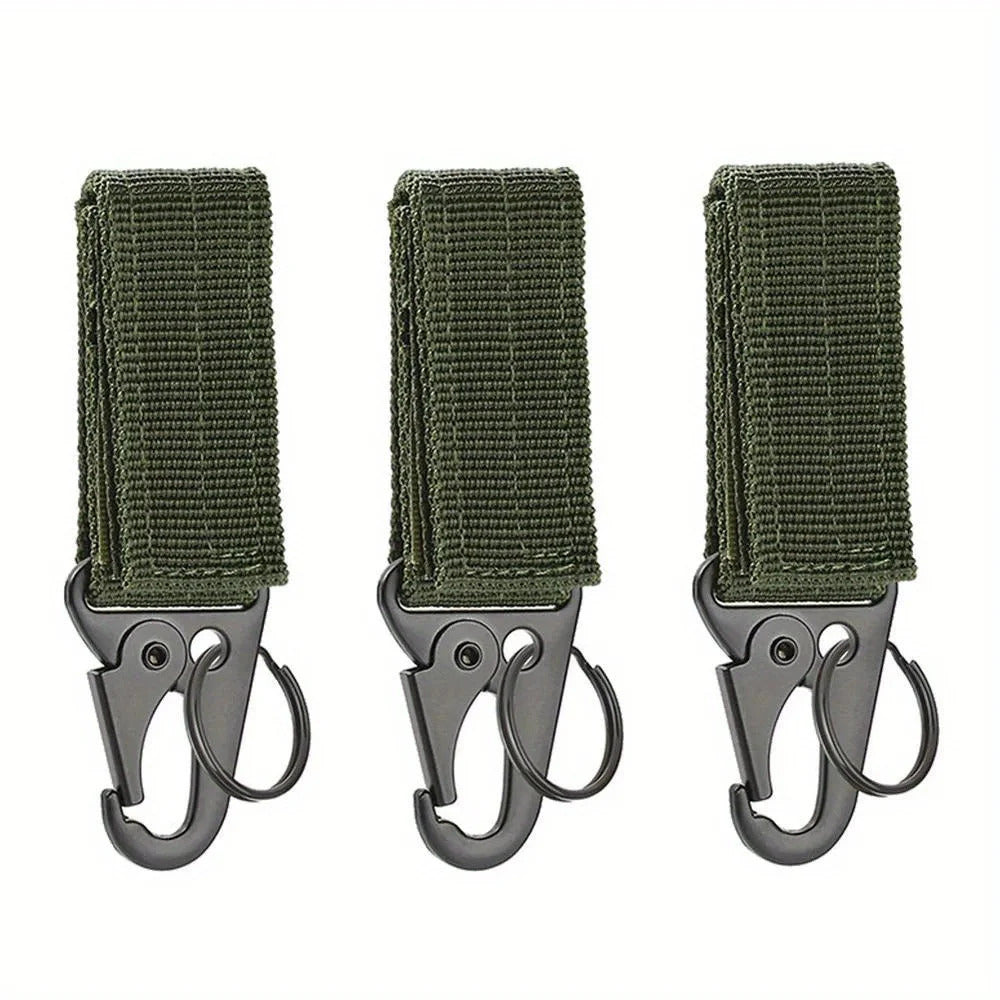 3 x TACTICAL CARABINER CLIPS NYLON WEBBING KEY HOOK MOLLE BACKPACK BELT EDC