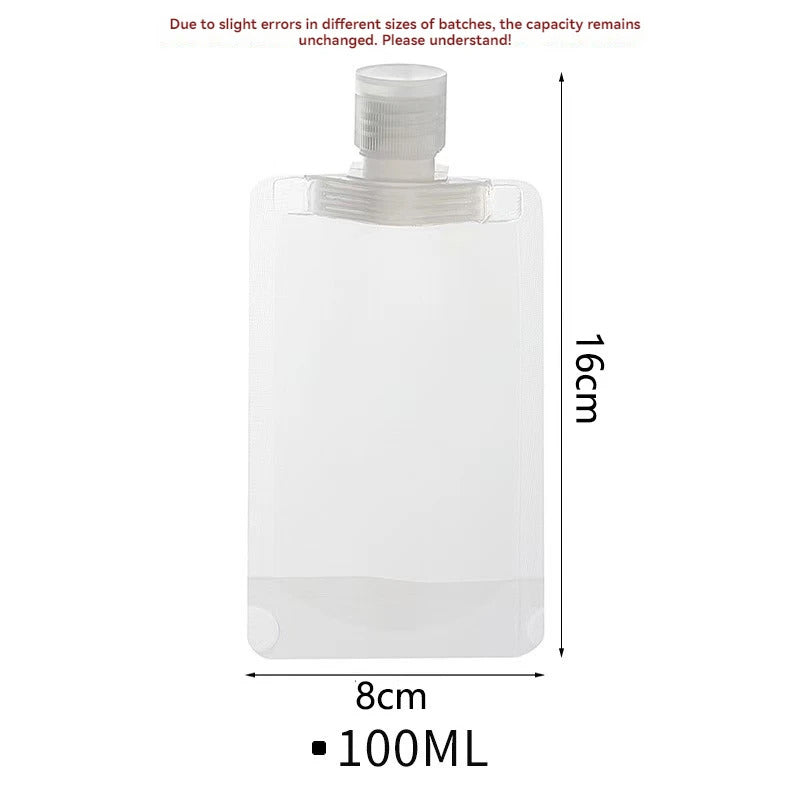 10 x 100ml TRAVEL PORTABLE SIZE REFILLABLE EMPTY SQUEEZE POUCHS