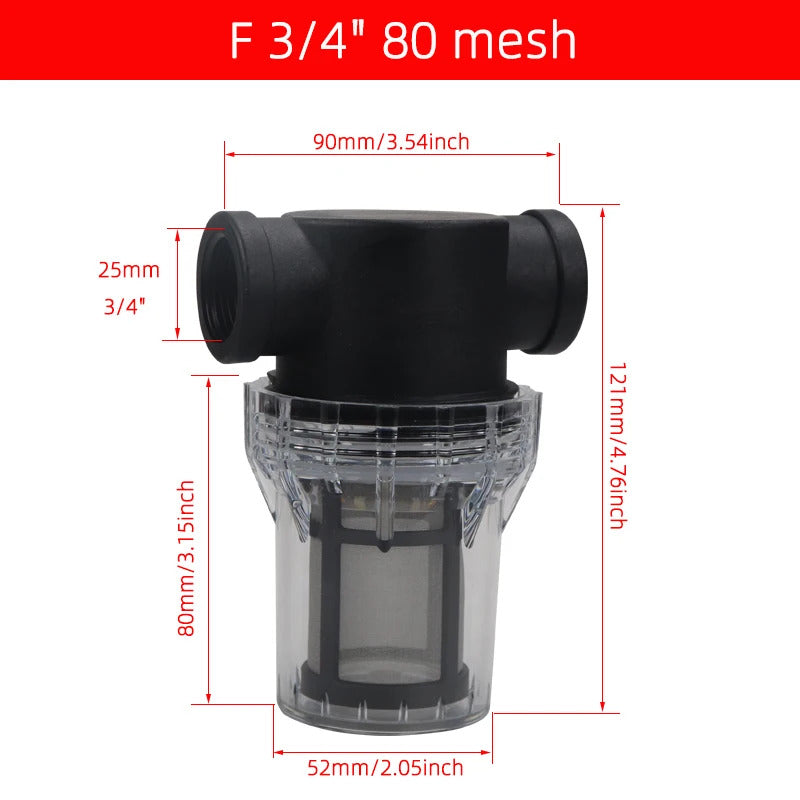 1/2" 3/4" 1" INLINE FILTER HOUSING 80 MESH STAINLESS STEEL FILTER