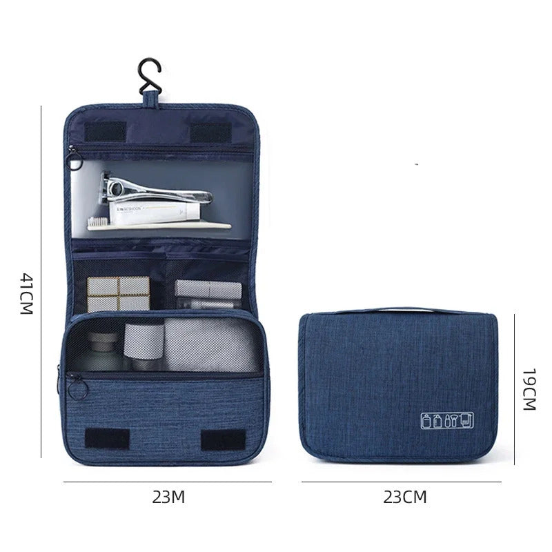 PORTABLE TOILETRY WASH BAG BLACK GREY BLUE