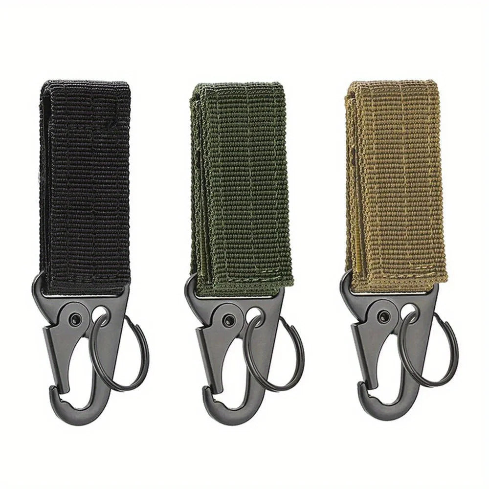 3 x TACTICAL CARABINER CLIPS NYLON WEBBING KEY HOOK MOLLE BACKPACK BELT EDC