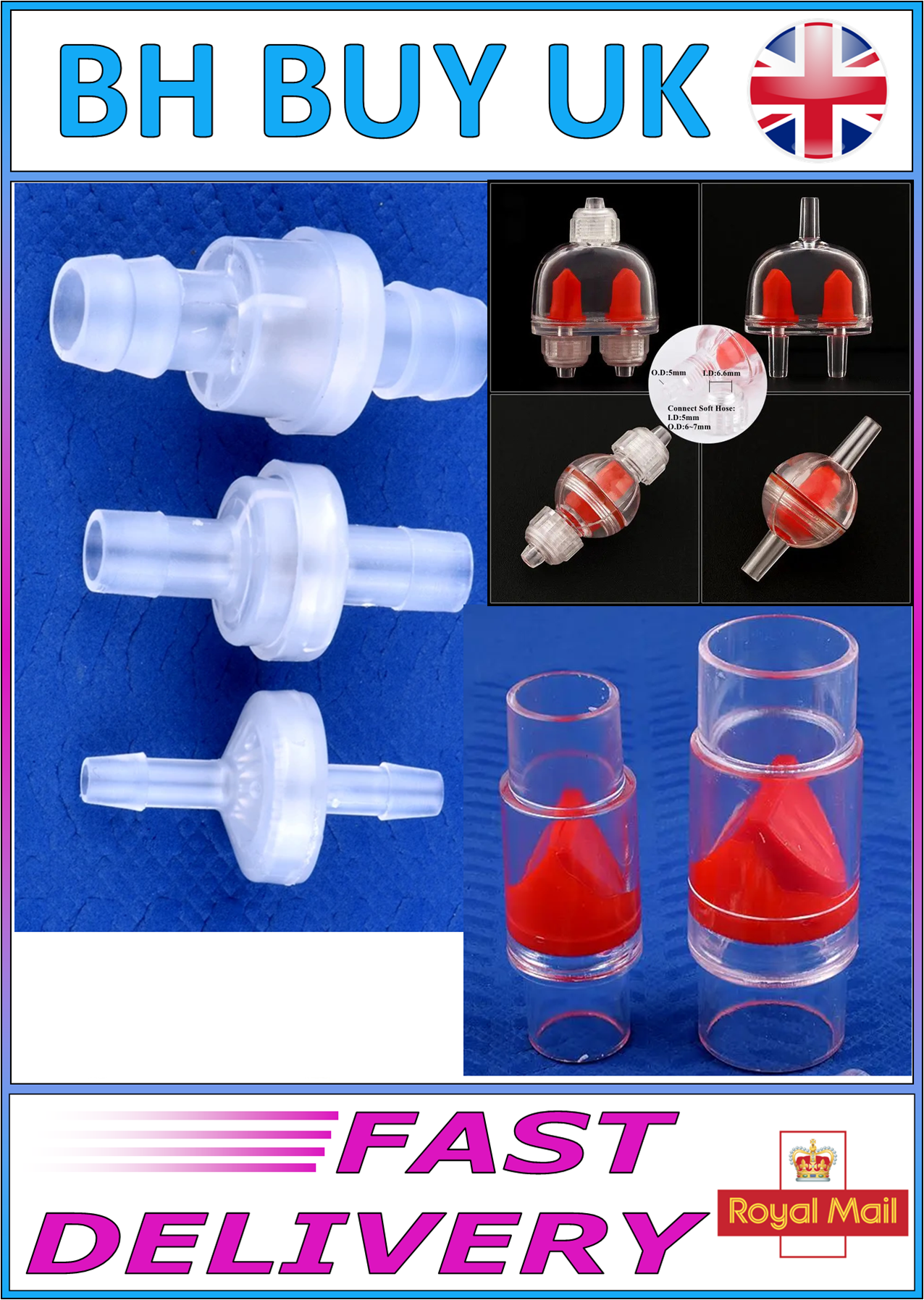 AQUARIUM / POND NON RETURN VALVE 4 5 6 8 10 12 20 28mm